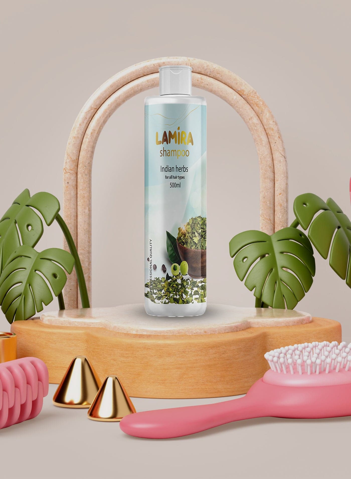 Lamira Herbal Shampoo with Indian Herbs 500ml – Sulfate & Paraben Free Conditioners (٣)