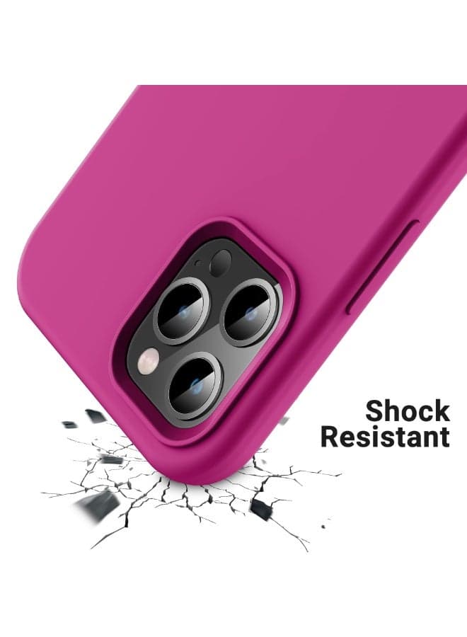 Compatible with iPhone 14 Pro Case 6.1 Inch Slim Liquid Silicone 4 Layers Soft Gel Rubber Shockproof Protective Phone Case with Anti Scratch Microfiber Lining (Rose Red) Cases & Covers (٣)