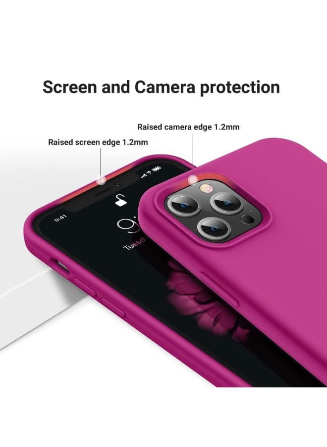 Compatible with iPhone 14 Pro Case 6.1 Inch Slim Liquid Silicone 4 Layers Soft Gel Rubber Shockproof Protective Phone Case with Anti Scratch Microfiber Lining (Rose Red) Cases & Covers (٥)