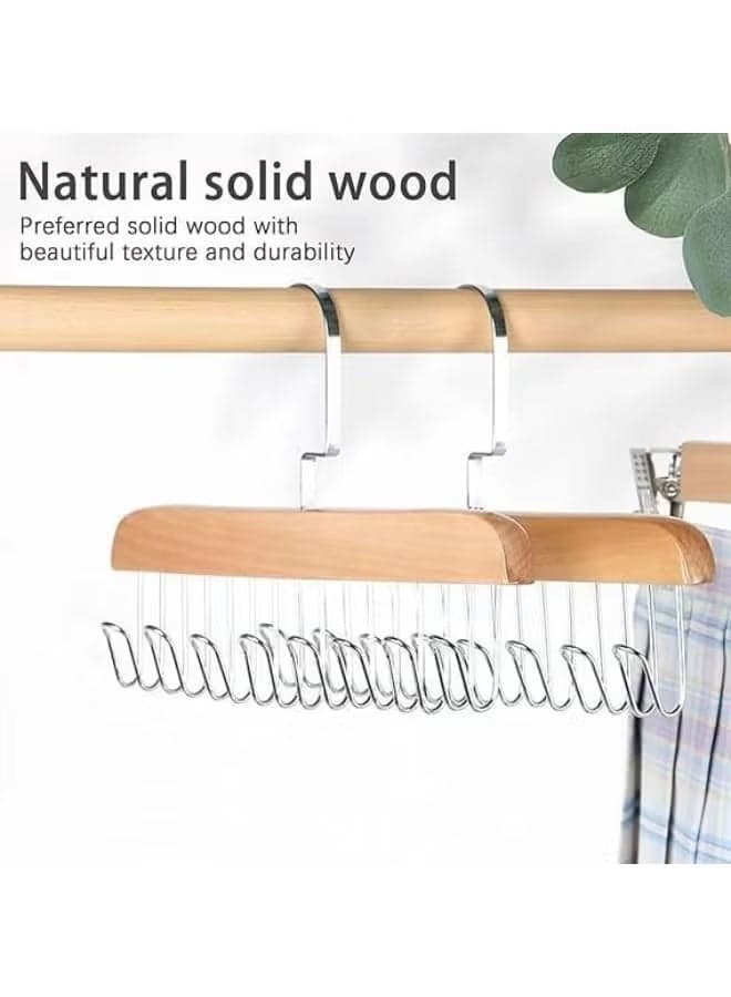 1 pcs Wooden Hangers for Wooden Belt Hanger for Tie 8 Hooks Adjustable Closet Hangers Lingerie Belt Scarf Tie Storage Racks Foldable Hooks Wood Hanger Wardrobe Organizers for Men Women Closet Clothes Hangers (5)