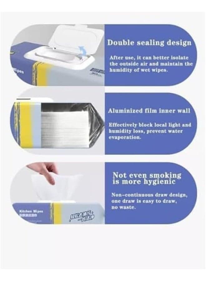 80 PCS Kitchen Cleaning Wet Wipes, household wet wipes, strong decontamination, Pack Of 1set (٥)