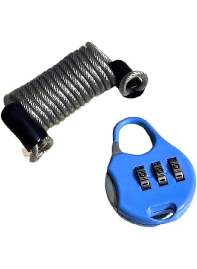 Heavy Duty 4-Digit Combination Lock with Anti-Theft Steel Spring Rope, Brass Chrome Finish, Resettable Code, Secure for Luggage, Gym Lockers, Dorm Lockers, Vans, and Safes (Blue) Padlocks & Hasps