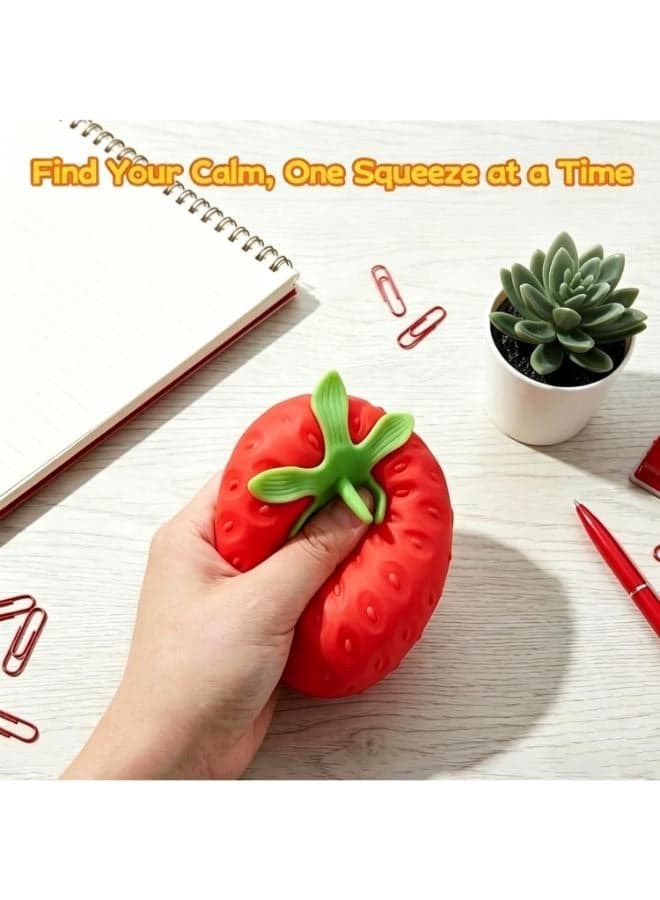 Strawberry Stress-Relief Squeeze Toy - Soft Sensory Squishy Ball