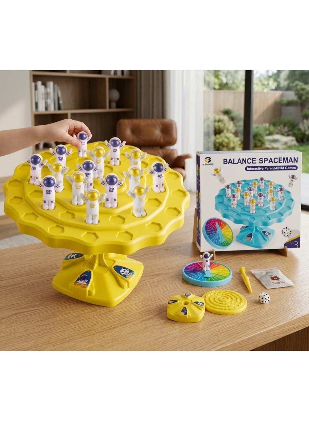 Balance Spaceman Game for Kids 48 Pcs Space Balance Toy with Dice and Punishment Wheel Educational Strategy Game Craft Kits (٣)