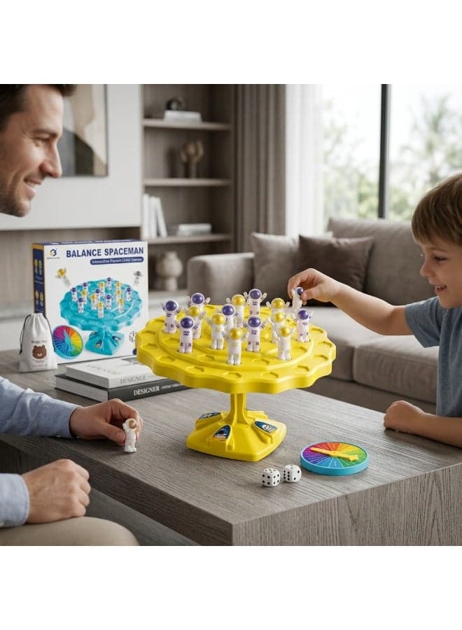 Balance Spaceman Game for Kids 48 Pcs Space Balance Toy with Dice and Punishment Wheel Educational Strategy Game Craft Kits (٤)