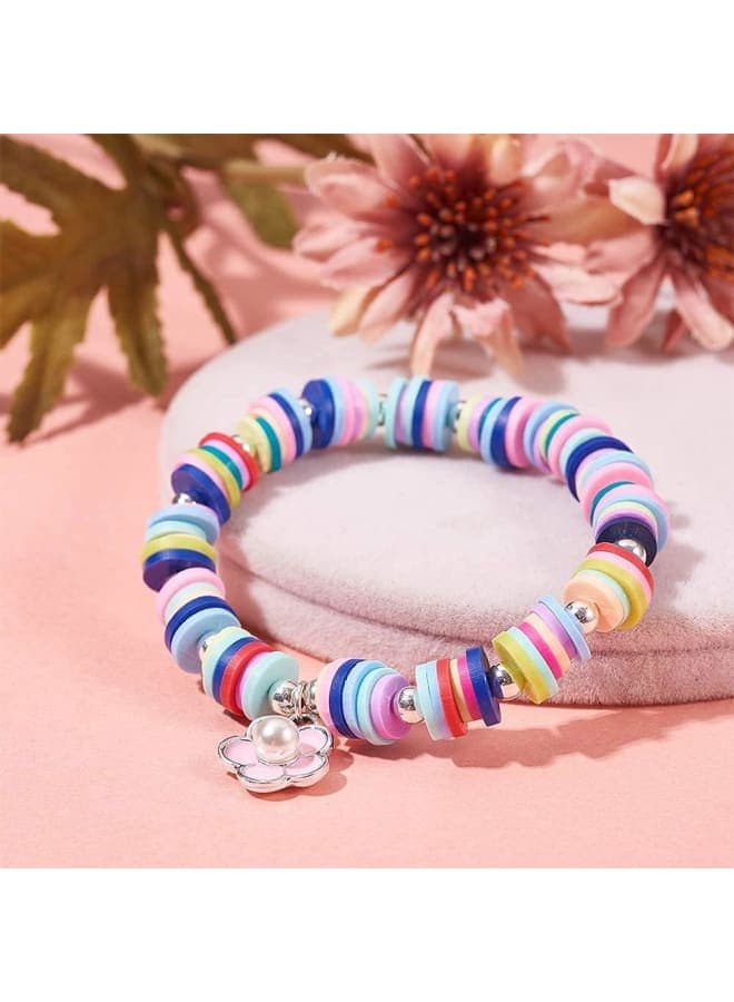 380pcs 6mm Flat Round Polymer Clay Spacer Heishi Beads Disc Ghana African Slice Loose Beads for Summer Boho Surfer Bracelet Beading Jewelry Making, 17.7'' Jewellery Making Beads (٧)