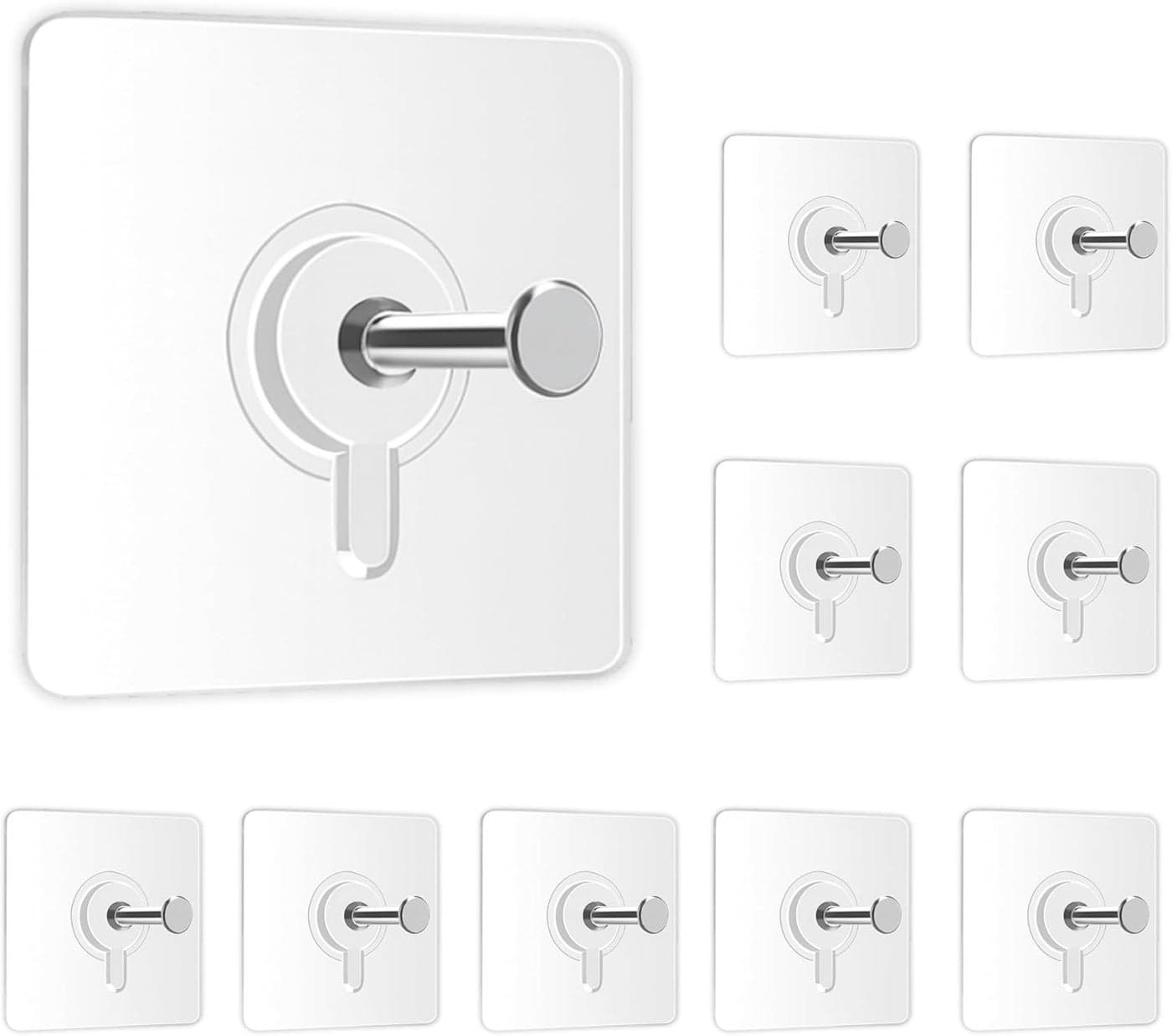 Wall Hanging Hooks for Wall Without Drilling, 10 Pack Self Adhesive Hooks for... (٧)