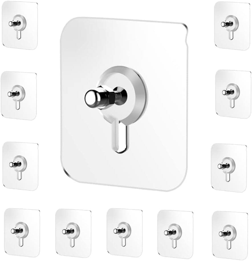 Wall Hanging Hooks for Wall Without Drilling, 10 Pack Self Adhesive Hooks for... (١٠)