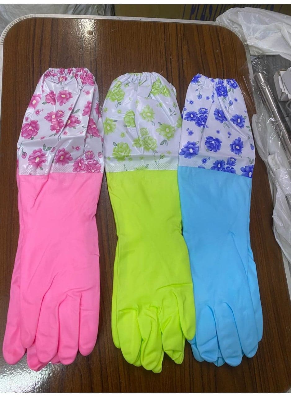Reusable Long Hand Gloves, Kitchen Safe Gloves for Dishwashing, Cleaning, Gardening, Laundry, Multifunctional Gloves (1 Pair) Safety & Security Gloves (١١)