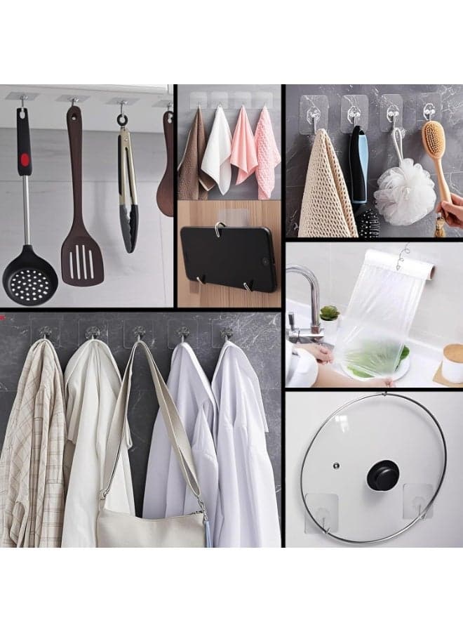 20 Pieces Waterproof Oilproof Heavy Duty Self Adhesive Sticker Hooks Transparent Wall Hook (٣)