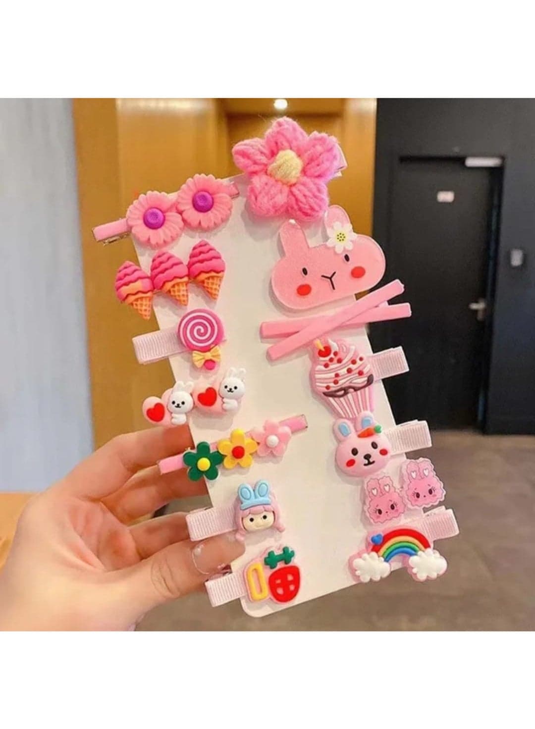 Cute hair clips for girls, cartoon-shaped hairpins in fruit, candy, and rainbow designs, trendy hair clips to decorate little girls' hair, cute hair ties for girls Elastics (٢)
