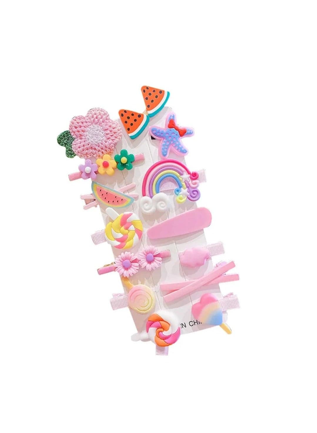 Cute hair clips for girls, cartoon-shaped hairpins in fruit, candy, and rainbow designs, trendy hair clips to decorate little girls' hair, cute hair ties for girls Elastics