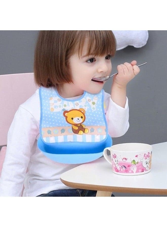 Silicone Baby Food Picks with Silicone Pocket for Catching Food, Waterproof and Washable, Suitable for Boys and Girls Bibs (4)