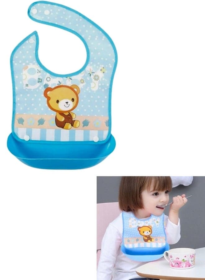 Silicone Baby Food Picks with Silicone Pocket for Catching Food, Waterproof and Washable, Suitable for Boys and Girls Bibs (2)