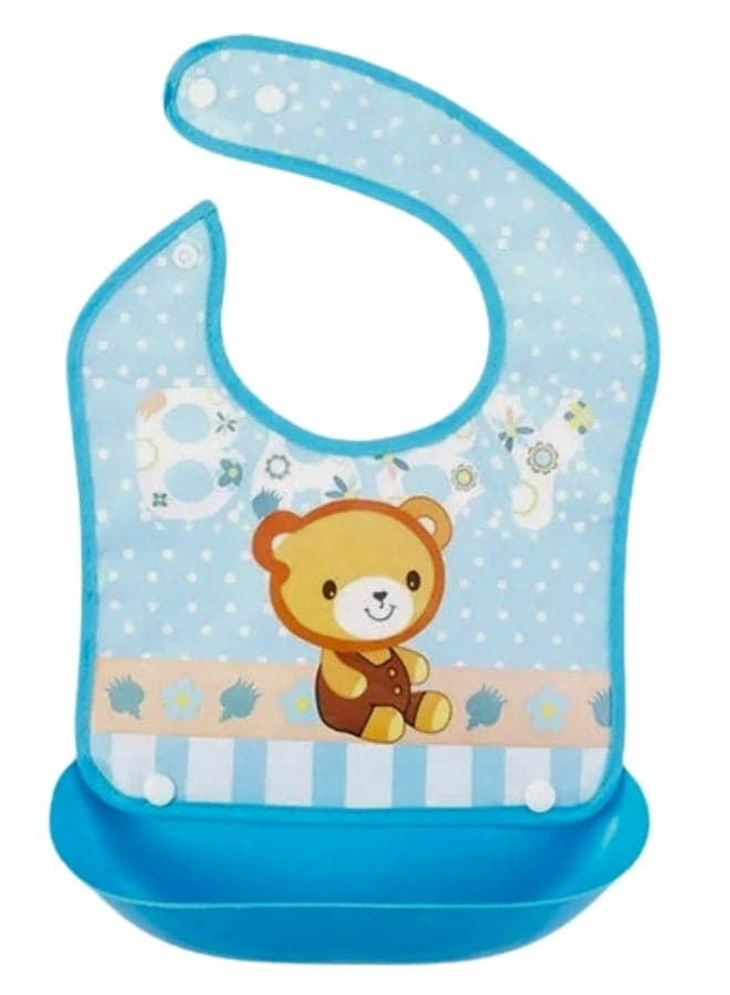 Silicone Baby Food Picks with Silicone Pocket for Catching Food, Waterproof and Washable, Suitable for Boys and Girls Bibs