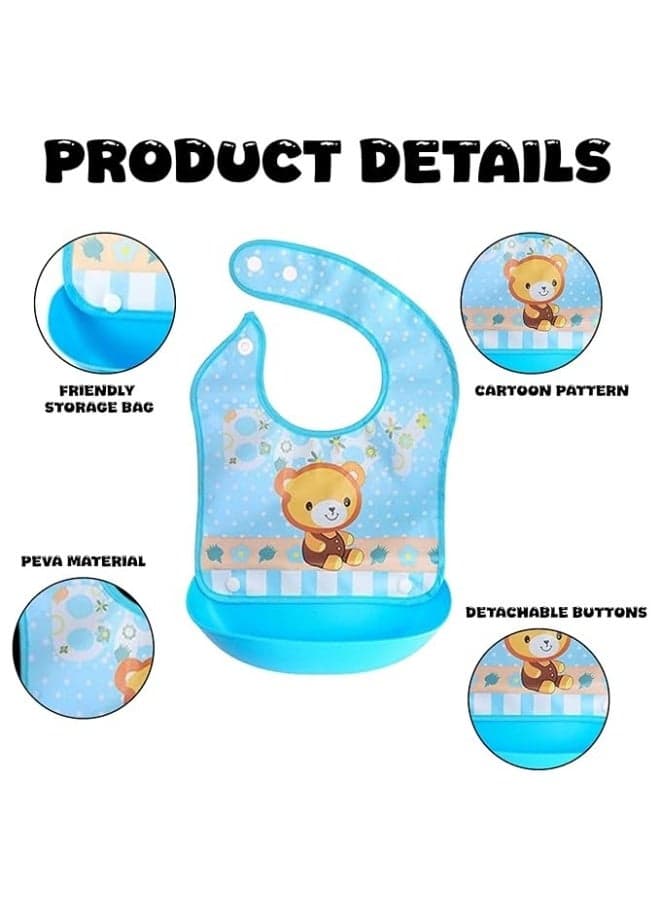 Silicone Baby Food Picks with Silicone Pocket for Catching Food, Waterproof and Washable, Suitable for Boys and Girls Bibs (8)