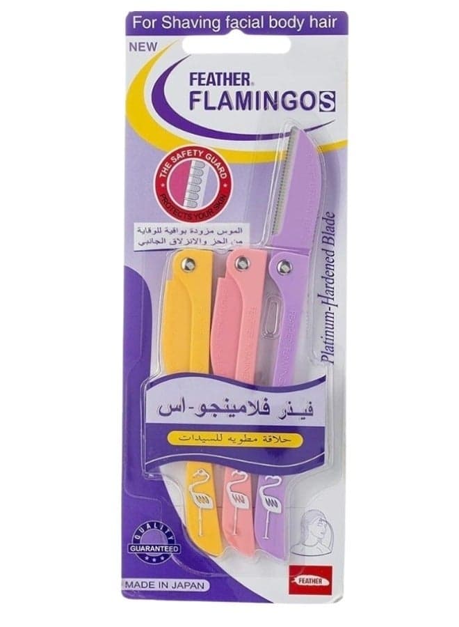 3 Piece Flamingo Ladies Razor For Facial And Body Hair Women's Razors & Blades