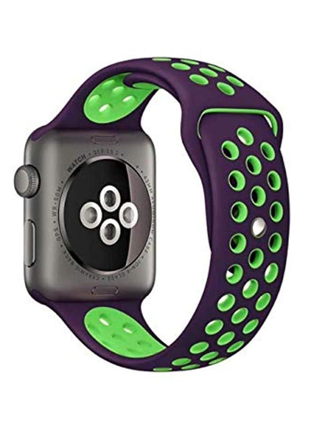 Compatible with Apple Watch Band 45mm 44mm 42mm 49mm ,Soft Silicone Sport Breathable Replacement Band Compatible for Apple Watch SE iWatch Series 7 8 6 5 4 3 2 1 ultra,Purple & Green L/M Smartwatch Bands