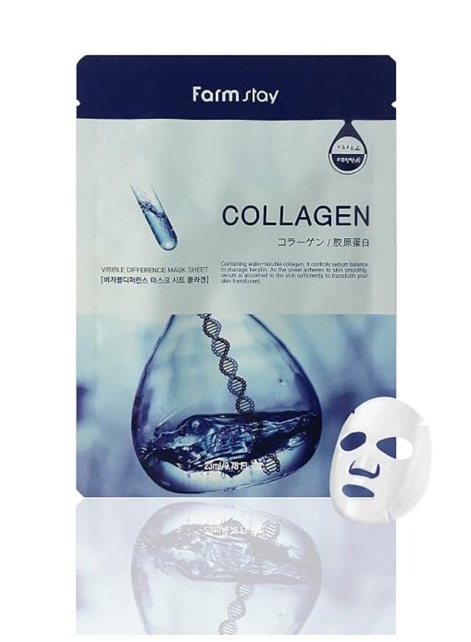 Farmstay Visible Difference Collagen Sheet Mask for Firming & Hydration, 23ml Skin Care Masks