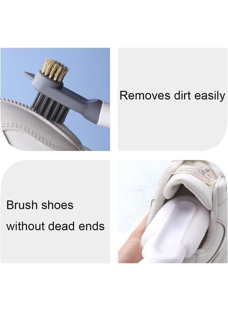 Multi-Purpose Double-End Shoe Brush – Fine Fiber, Silicone, Steel & Hard Bristles – Ergonomic Grip – Deep Clean Sneakers, Canvas, Leather & White Footwear – Bathroom & Kitchen Tool (2)