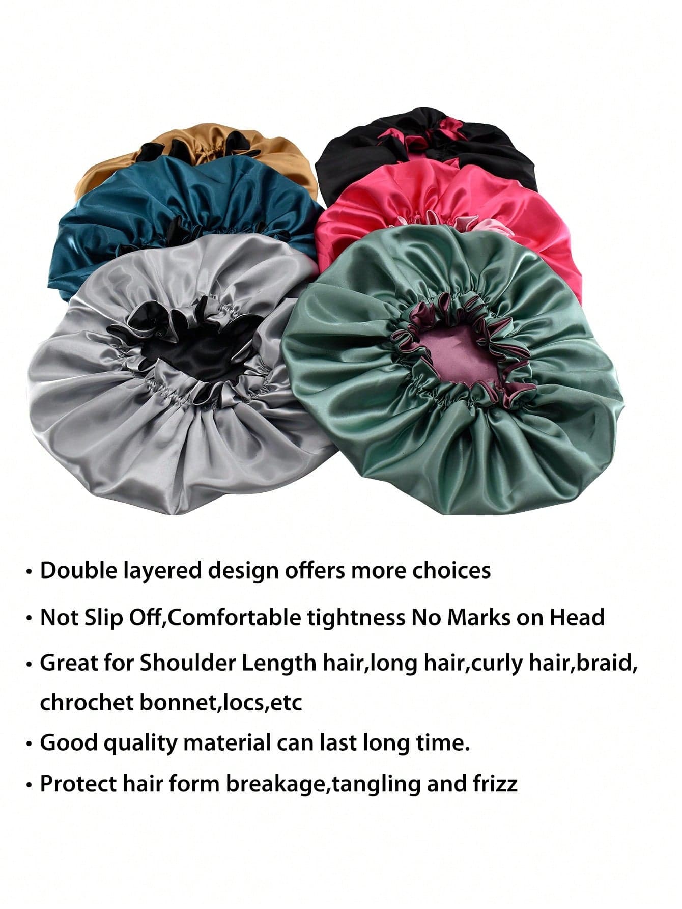 Luxury Satin Hair Bonnet for Women – Moisture Lock Cap for Natural & Curly Hair (٣)