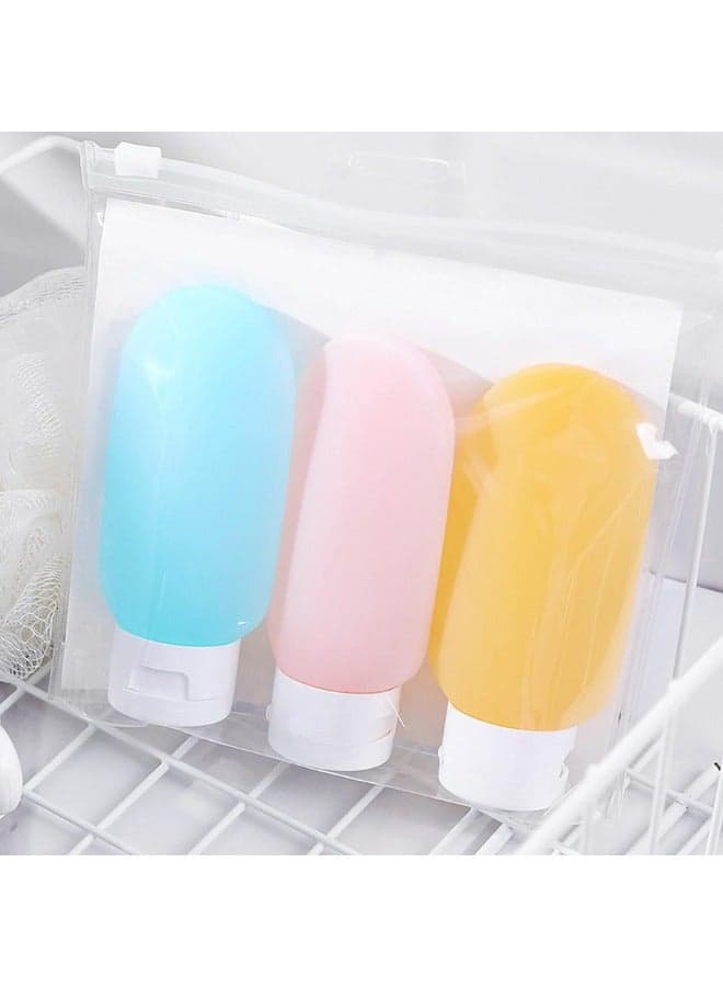 Travel Bottles for Toiletries, 3 PCS Leak Proof Refillable Squeezable Containers Set, Empty Plastic Travel Size Bottles for Shampoo, Conditioner, Cosmetic, Shower Gel Cosmetic & Toiletry Bags (٣)