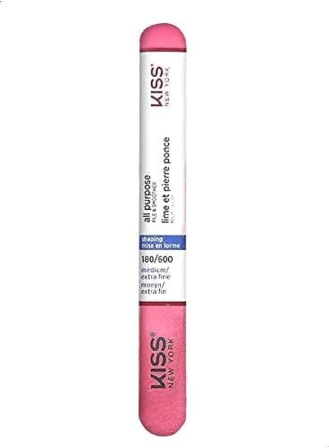 KISS NEW YORK All Purpose Nail File, Medium to Extra Fine 180/600 Grit, Pink & Black Makeup Tools & Accessories