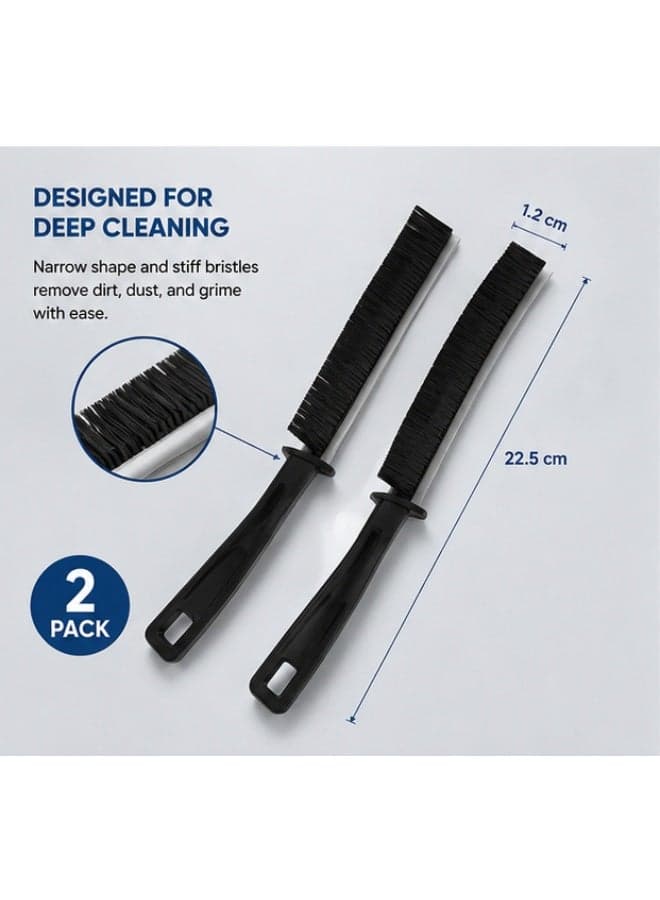 2-Pack Stiff-Bristle Crevice Cleaning Brush – Multi-Purpose Narrow Gap Cleaning Brushes for Bathroom, Kitchen, Windows, Grout, Faucets, Toilets & Car Detailing (4)