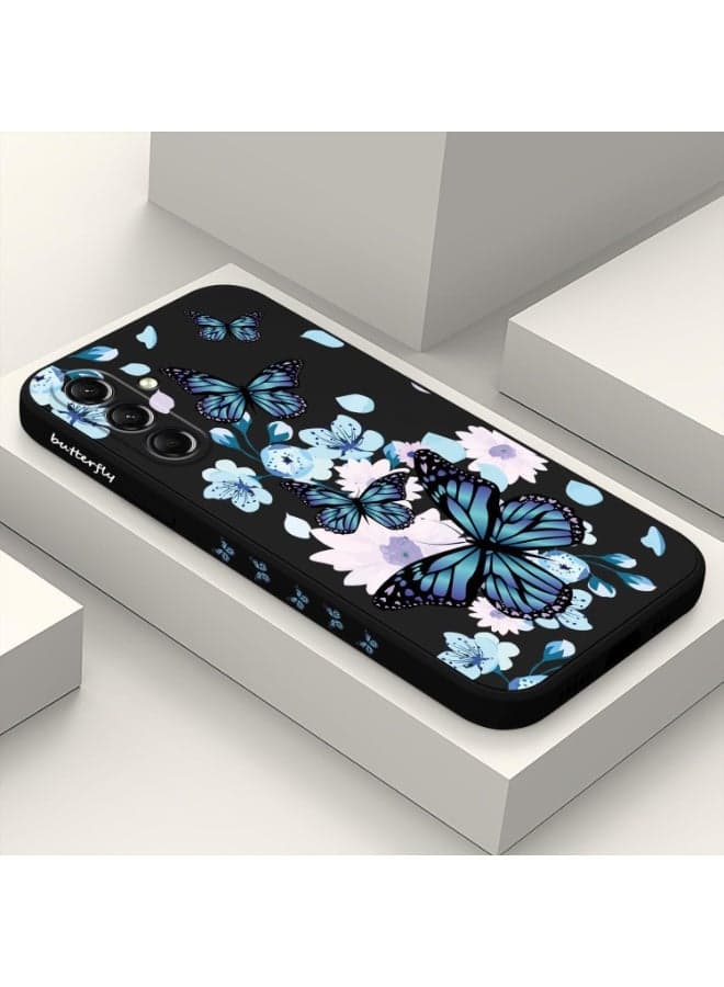 لحافظة Samsung Galaxy A25 5G تصميم إبداعي بنمط زهور رفيع وناعم من السيليكون لحماية غطاء Galaxy A25 5G - Aurora Butterfly Black (7)