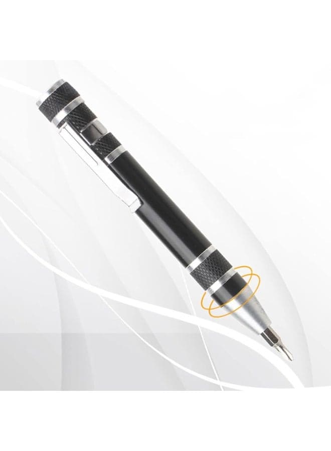 8 in 1 Multifunctional Pen Screwdriver, Portable Pocket Repair Tool with Replaceable Bits (٨)