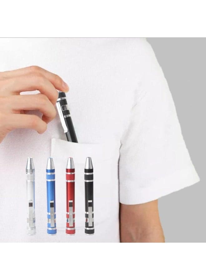 8 in 1 Multifunctional Pen Screwdriver, Portable Pocket Repair Tool with Replaceable Bits (٤)
