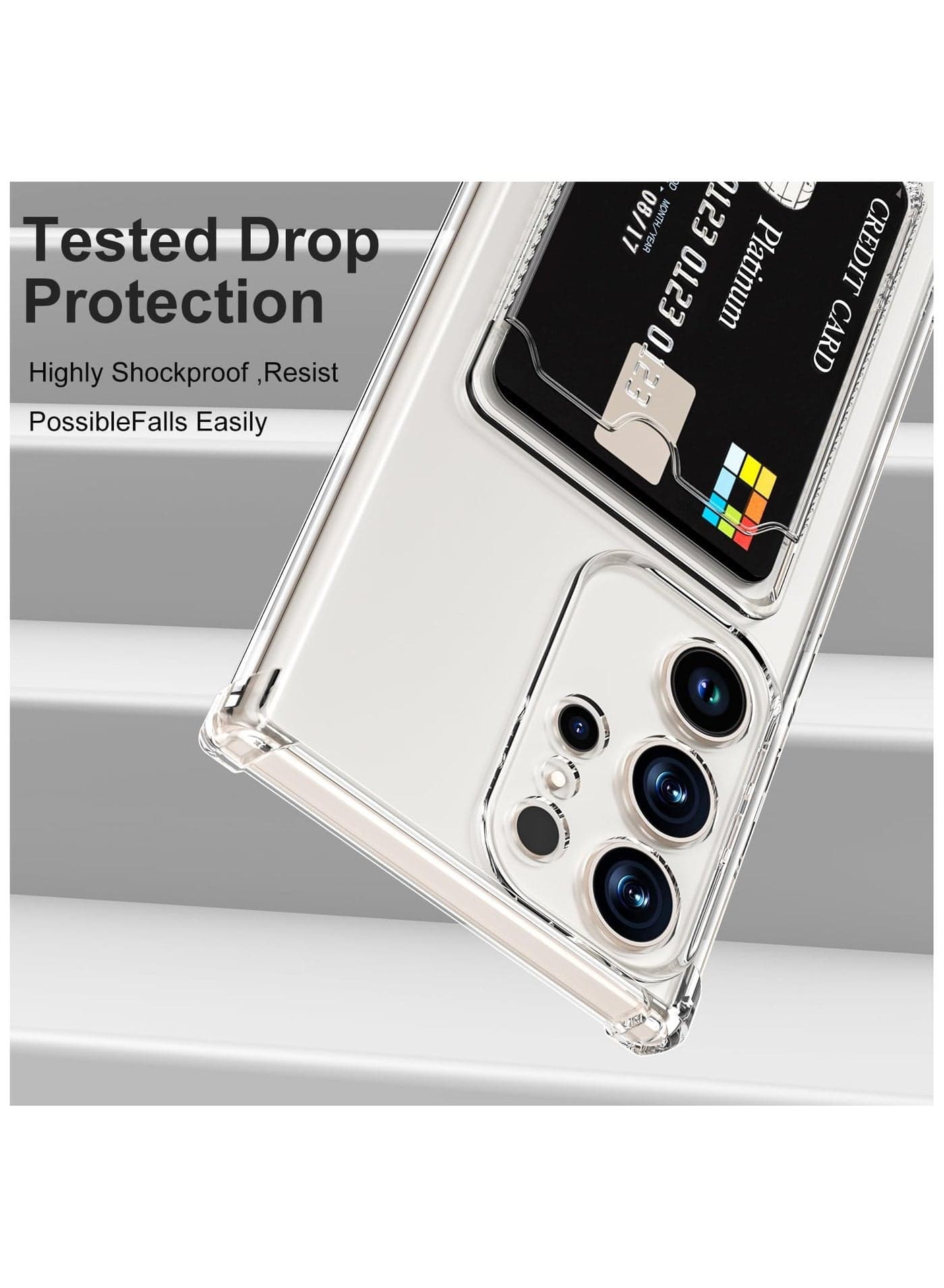Wallet Phone Case Slim Fit Card Slot Transparent Case Protective Soft Shockproof Case with Card Holder For Samsung Galaxy S23 Ultra Cases & Covers (٢)