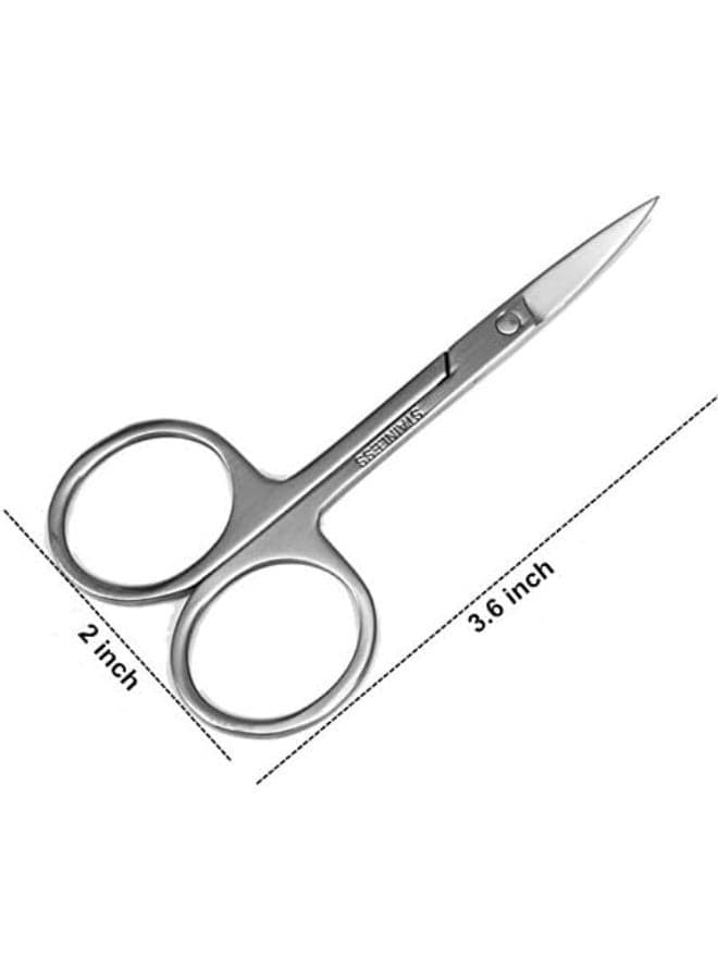 Small Eyebrow Scissors All Purpose - Mini Women's Grooming Metal Steel Curved Cutting Scissors for Brow, Lash, Nose Hair, Mustache, Nail, Craft