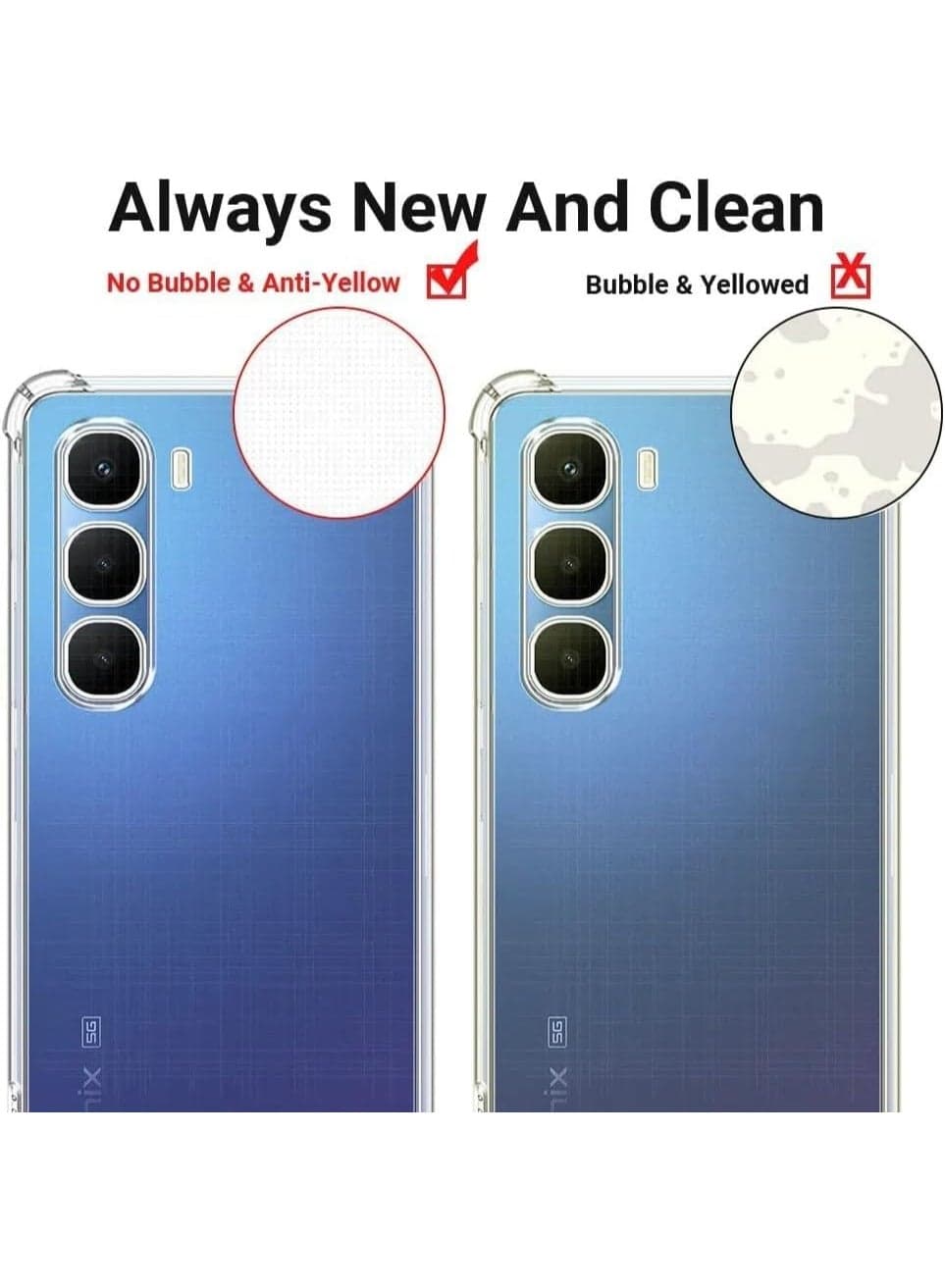 Transparent case compatible with Infinix Hot 60 5G, soft transparent thermoplastic polyurethane back cover with air-cushioned shockproof corners and camera lens protection (4)