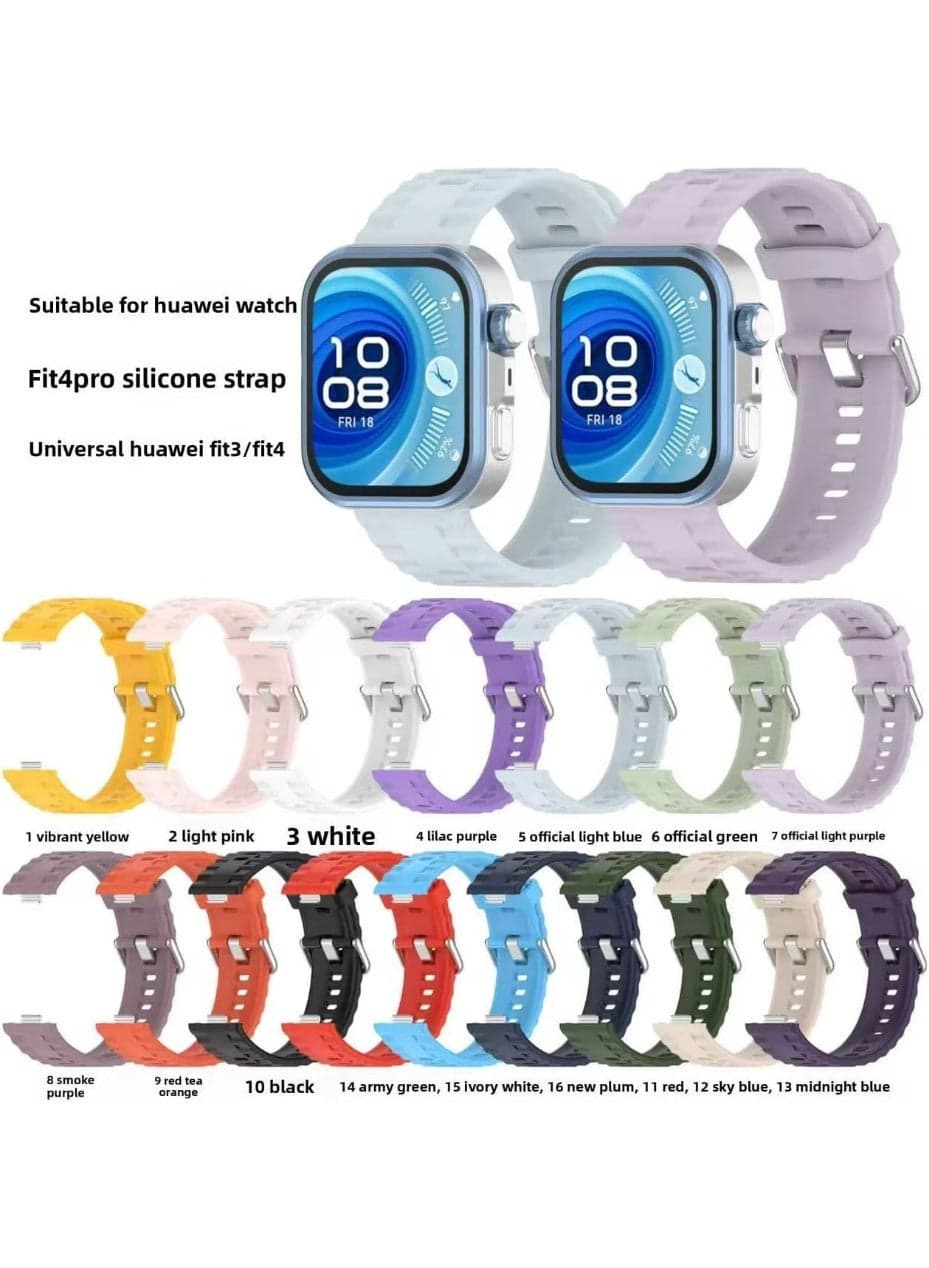 Wave Silicone Bracelet for Watch Fit 3/Watch Fit 4 Pro/Fit 4 Strap, Soft Silicone Sport Replacement Strap for Women/Men, Adjustable Waterproof Sports Band Smartwatch Bands (٣)