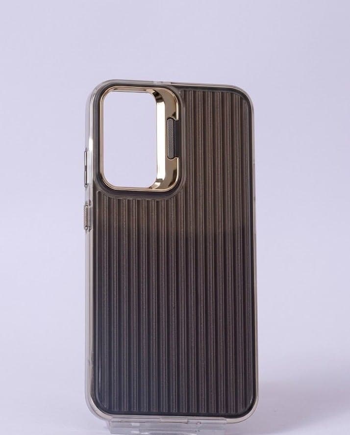 Luxury grey Case for Oppo A18/A38 with Stylish Lines and Metal Ring for Camera Holder Cases & Covers