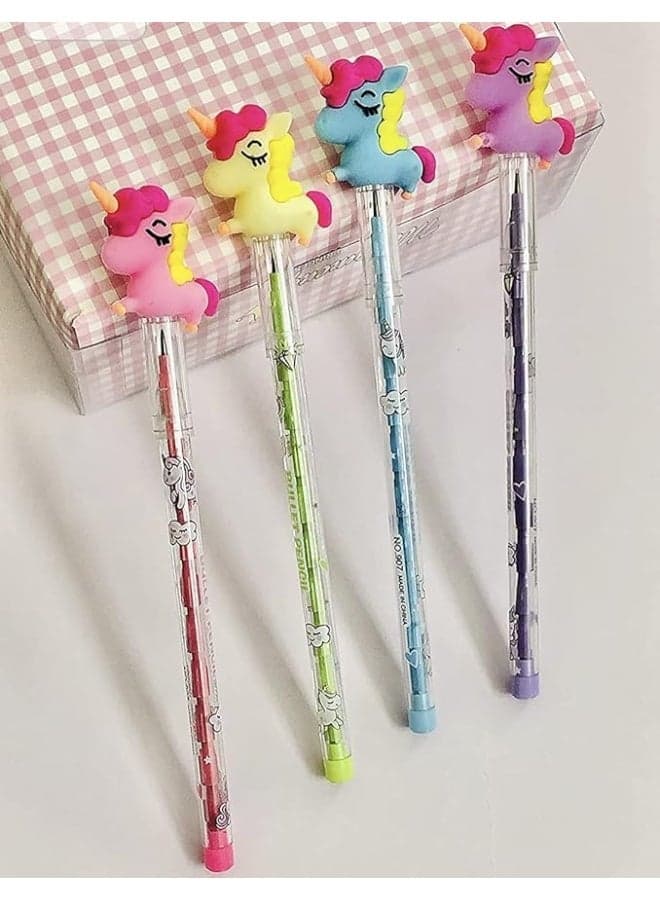 2 PCS Cute Unicorn Pencil Set - Multi-Color Vibrant Bullet Pencils - Ideal as Birthday Party Favors & School Supplies for Girls Mechanical Pencils (٣)