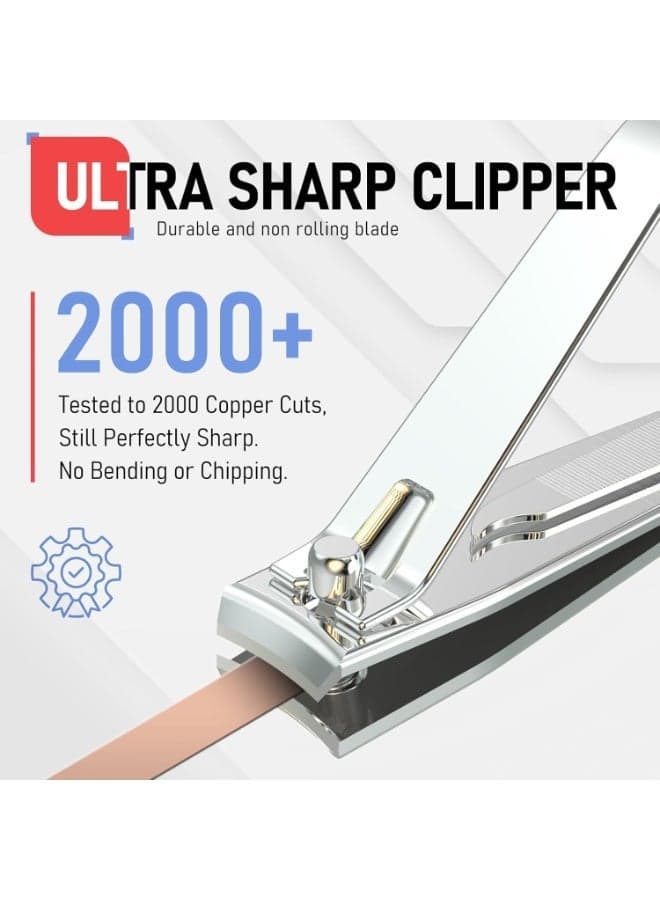Premium Stainless Steel Nail Clipper Set with Built-In Nail File, Sharp Fingernail and Toenail Clippers, Silver Makeup Tools & Accessories (٢)