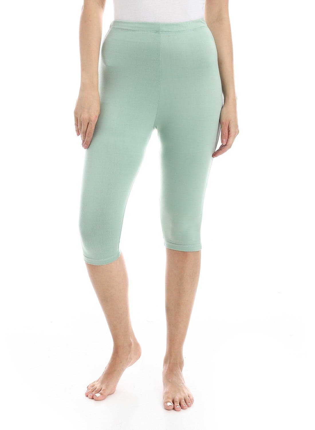 Slim Fit Lycra Capri Leggings _ Mint Green Women's Pants