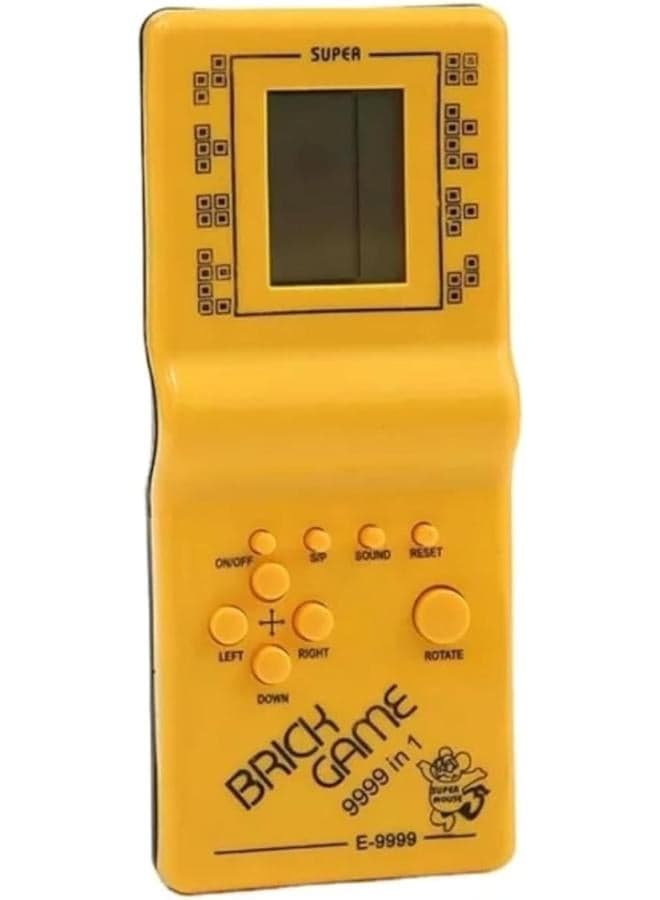 KIDSZONE Brick Game Console, Retro Handheld Game Console,Tank/Racing/Building Block Game,3.5-inch Large Screen,Built-in 23 Games (Yellow)