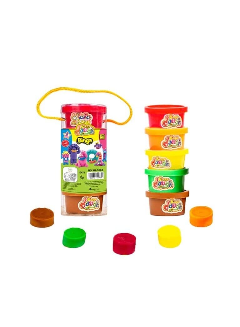 Bingo Dough 5 Mini Cans Assorted Colors Modeling Clay Set