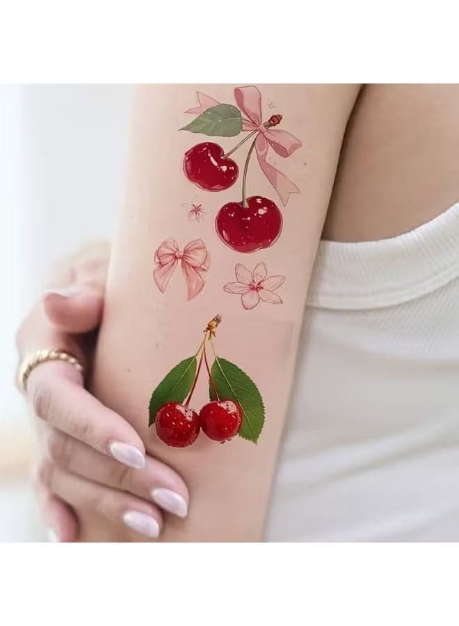 Waterproof Temporary Tattoo Stickers for Women Realistic Cherry 2Pc Makeup Tools & Accessories (٩)