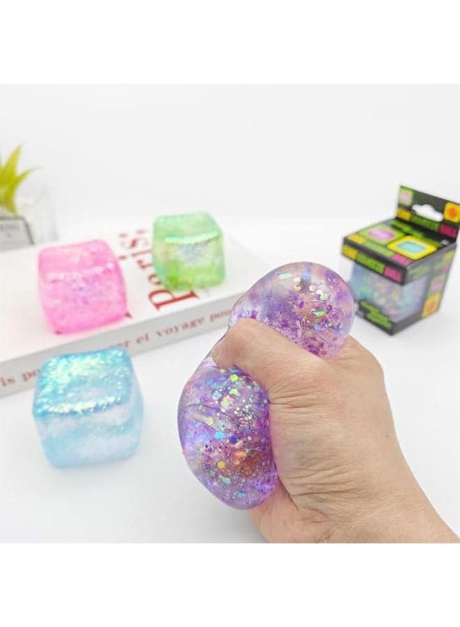 First Choice Shiny Foam Squeeze Cube – A unique cube-shaped sensory toy for anxiety and stress relief; assorted colors – 1 piece. Squishy Toys (٢)