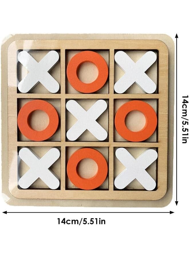 Tic-Tac-Toe Game Toy, Classic Wooden Checkerboard Educational Family Game Toys Set, Portable Casual Tabletop Game for Adults and Kids, Party Classroom Games (White and Orange) Board Games (٢)