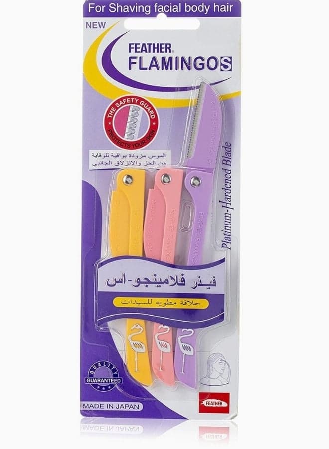 3 Piece Flamingo Ladies Razor For Facial And Body Hair Women's Razors & Blades
