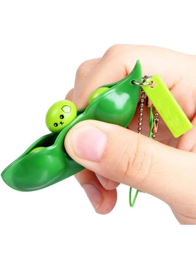 Imagitek fidget toy, squeeze-a-bean soybean stress relieving playful charms extrusion edamame pea keychain for mobile phones and keys - green Pop It (5)