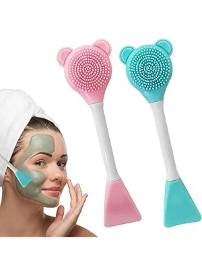 Double-Sided Silicone Face Brush for Cleansing and Mask Application – 2-in-1 Gentle Deep Exfoliating Manual Brush – Flexible Skincare Tool (1 Piece)-color may vary