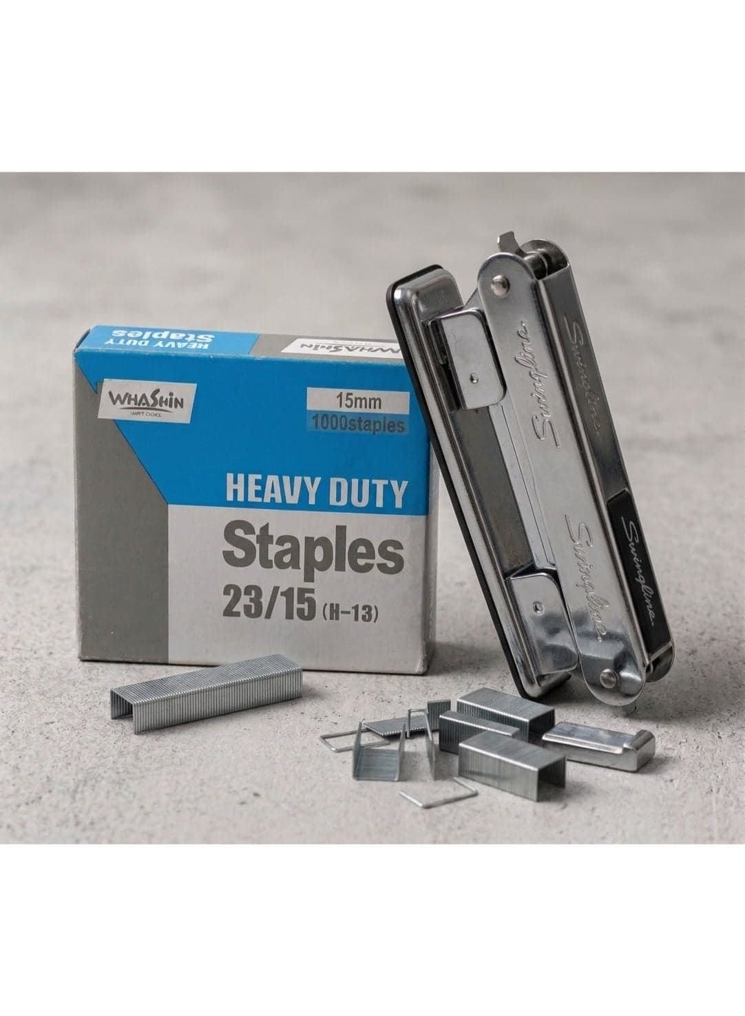 Whashin Heavy Duty Office Staples Size 23/15 (15mm Leg Length) - 1000 Staples Pack (Model H-13) (5)