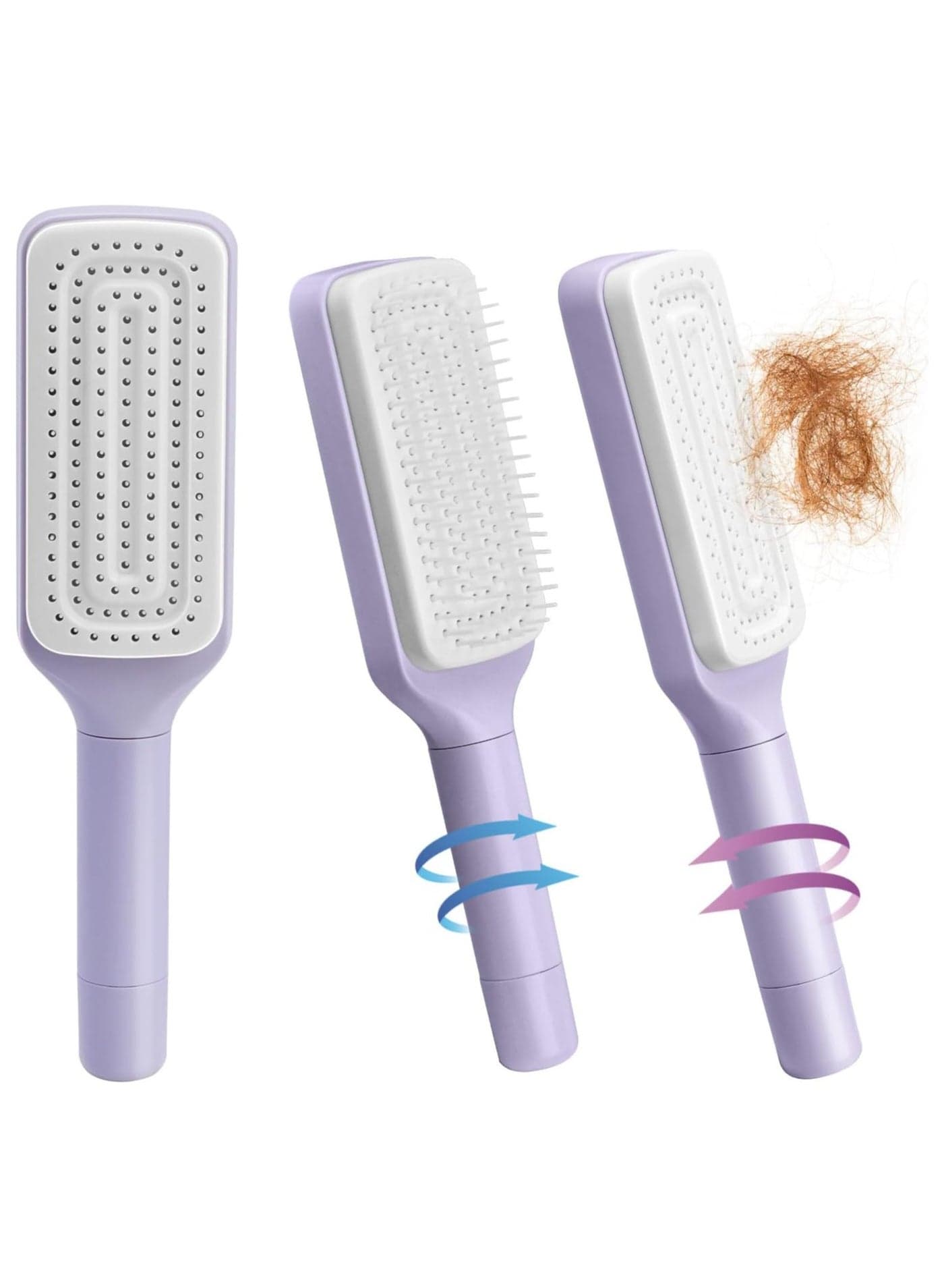 Self Cleaning Hair Brush, Organic No-Pull Hair Brush, Detangling Hair Brush with Rotating Design, Professional Detangling Brush for Wet and Dry Hair for Women and Men (Multi Color)