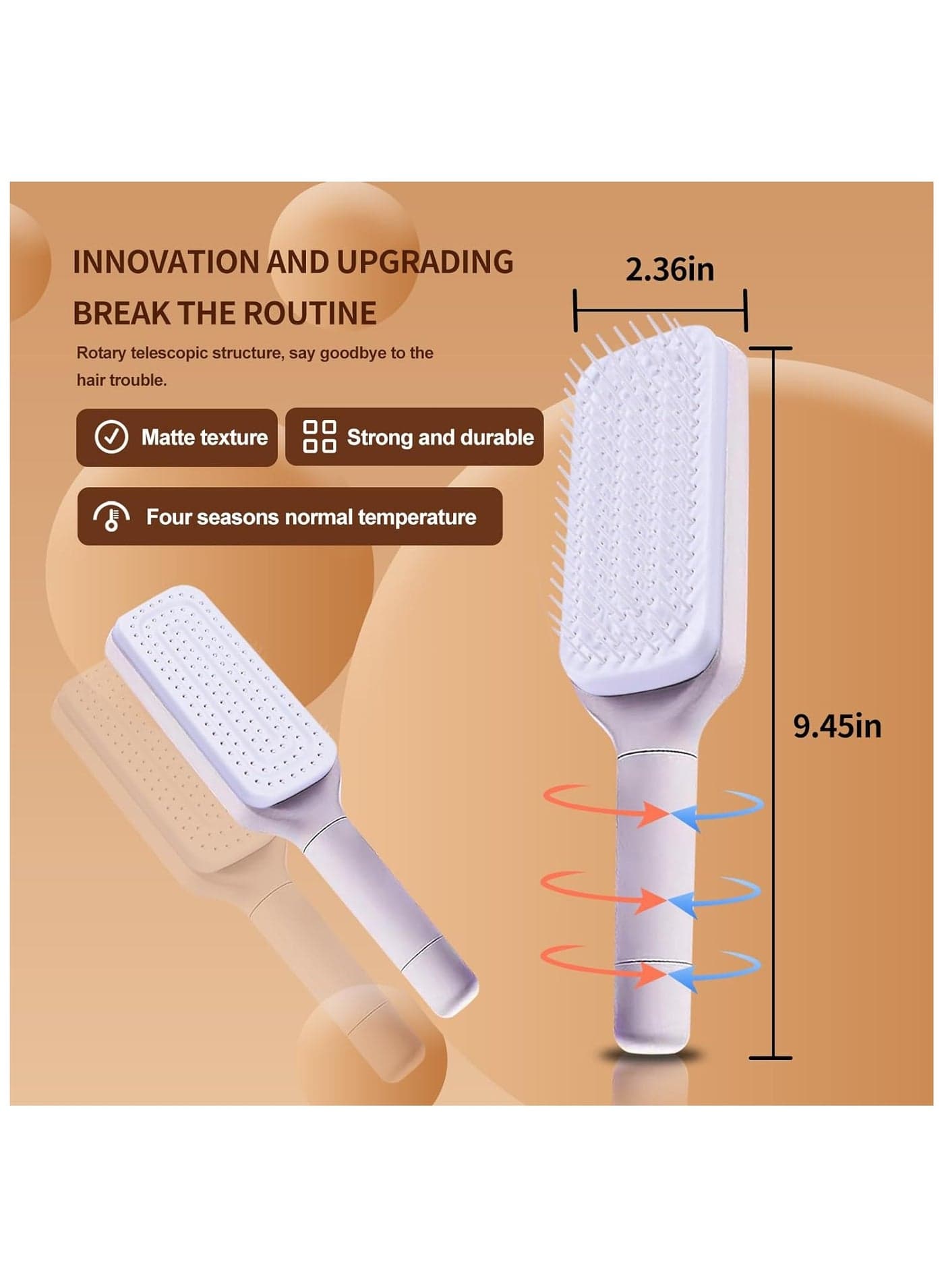 Self Cleaning Hair Brush, Organic No-Pull Hair Brush, Detangling Hair Brush with Rotating Design, Professional Detangling Brush for Wet and Dry Hair for Women and Men (Multi Color) (٨)